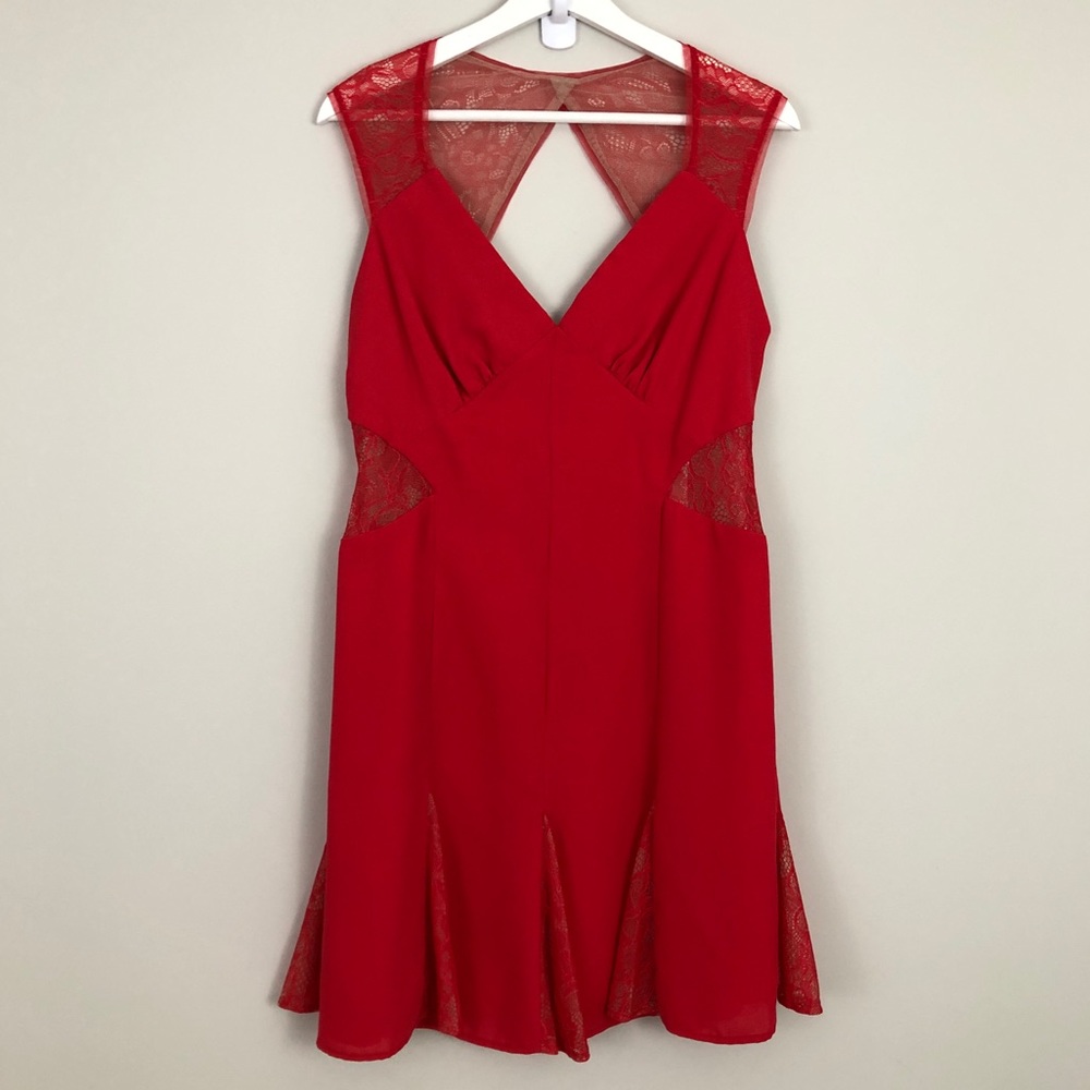 Max and Cleo Laura Fit & Flare Lace Panel Dress